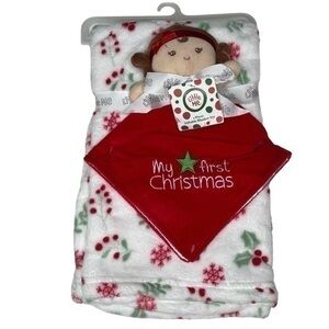 Little Me My First Christmas Plush Baby Blanket Embroidered Doll Lovey Gift Set